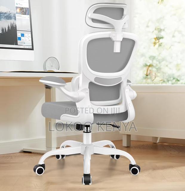 Office Chair; Grey High Back Orthopedic Computer Office Chair