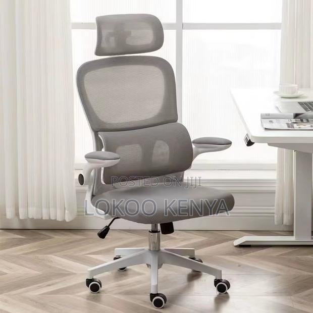 Office Chair; Grey High Back Orthopedic Computer Office Chair - thumbnail 2