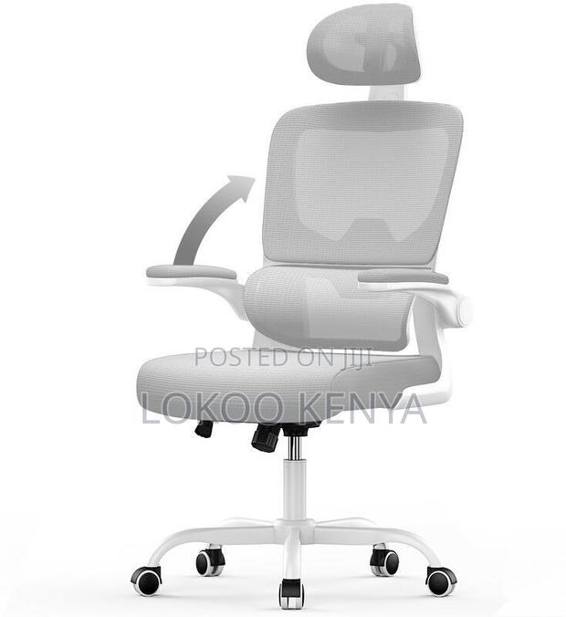 Office Chair; Grey High Back Orthopedic Computer Office Chair - thumbnail 3