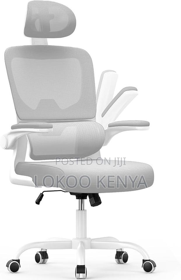Office Chair; Grey High Back Orthopedic Computer Office Chair - thumbnail 4