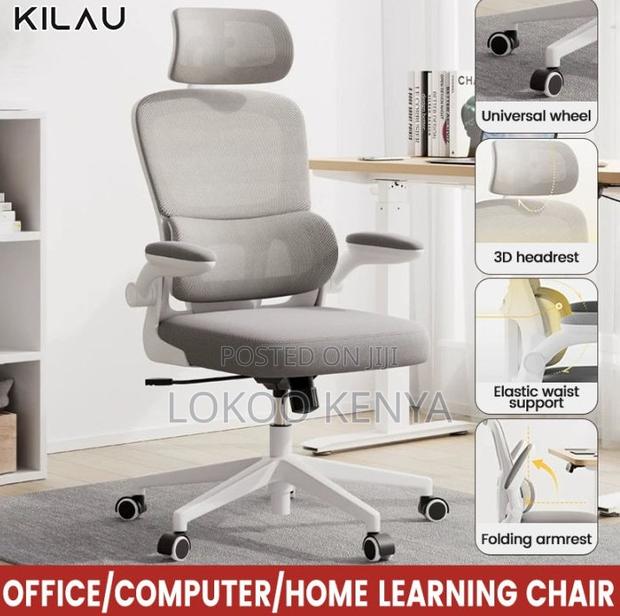 Office Chair; Grey High Back Orthopedic Computer Office Chair - thumbnail 9