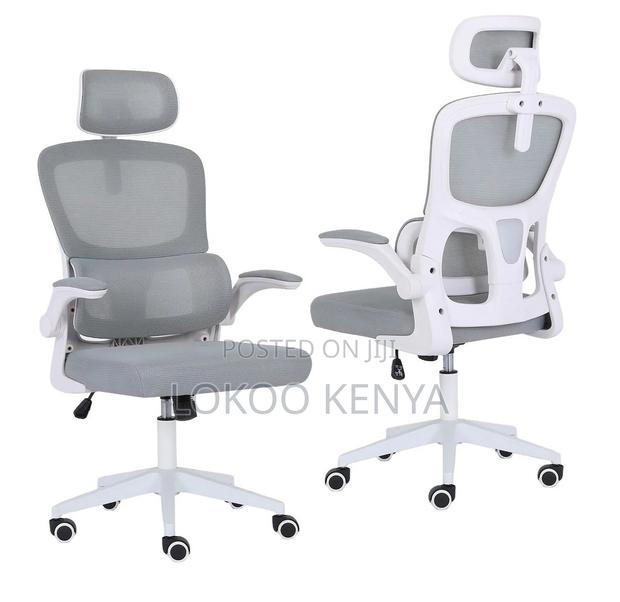 Office Chair; Grey High Back Orthopedic Computer Office Chair - thumbnail 12
