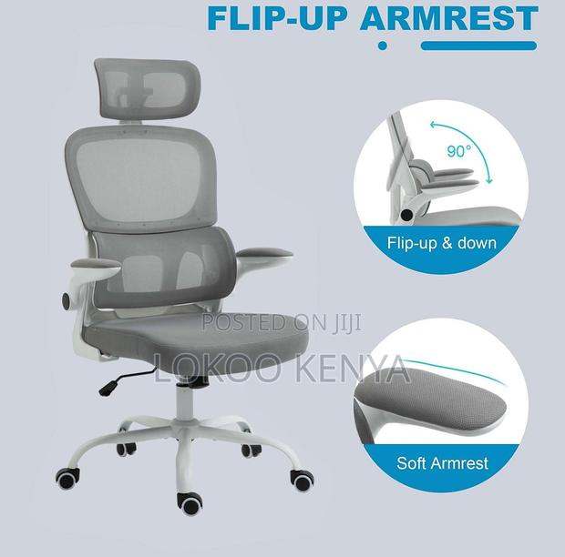 Office Chair; Grey High Back Orthopedic Computer Office Chair - thumbnail 13