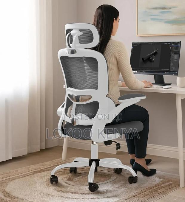 Office Chair; Grey High Back Orthopedic Computer Office Chair - thumbnail 14