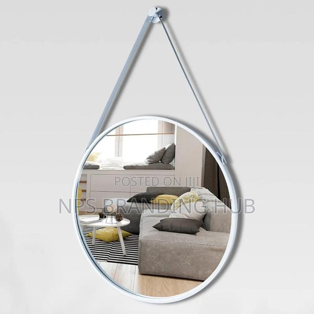 Round Hanging Mirror With Strap Decorative Wall Mirror 60cm Hp - thumbnail 2