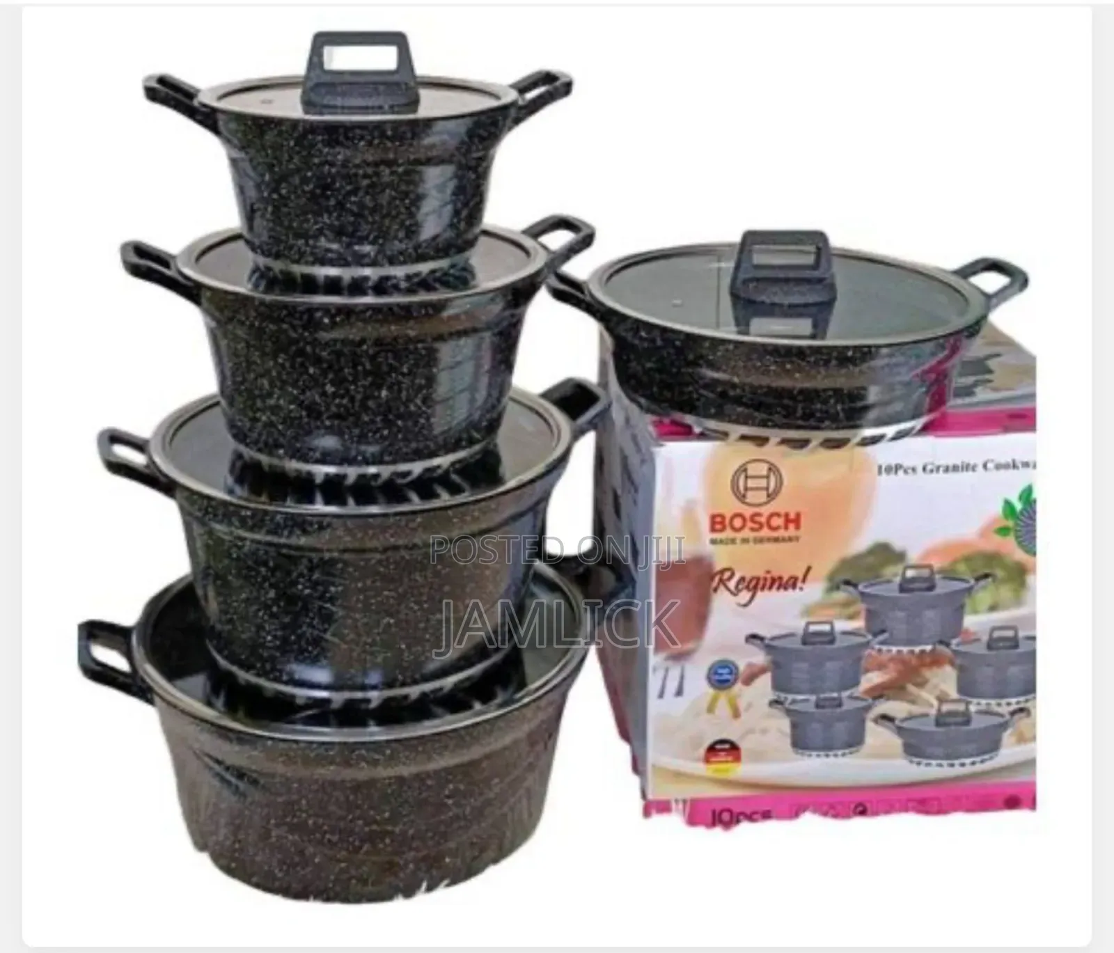 Black Bosch 10pcs Cookware Set Black Bosch 10pc Cookware - Jf
