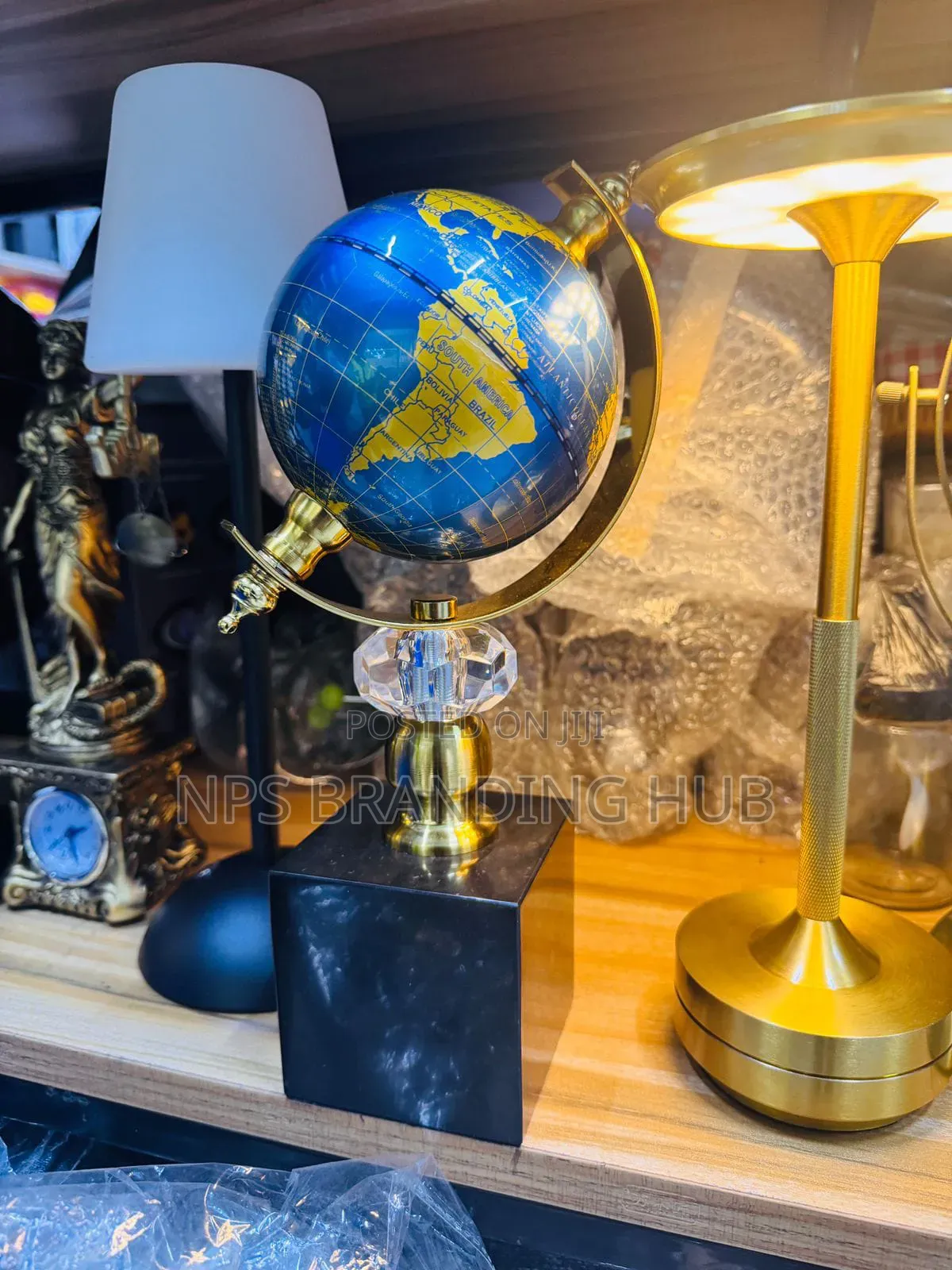 World Globe Marble Base Luxury Home/Office Decor Ornament Gift Hp