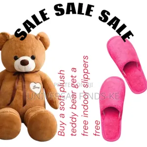 A Soft Plush Teddy Bear a Free Indoor Slippers
