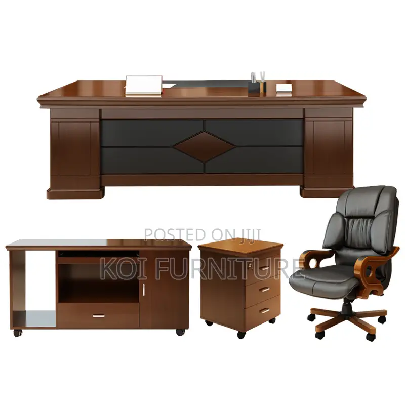 Office Desk : 1.8m Modern L-Shaped Executive Office Desk