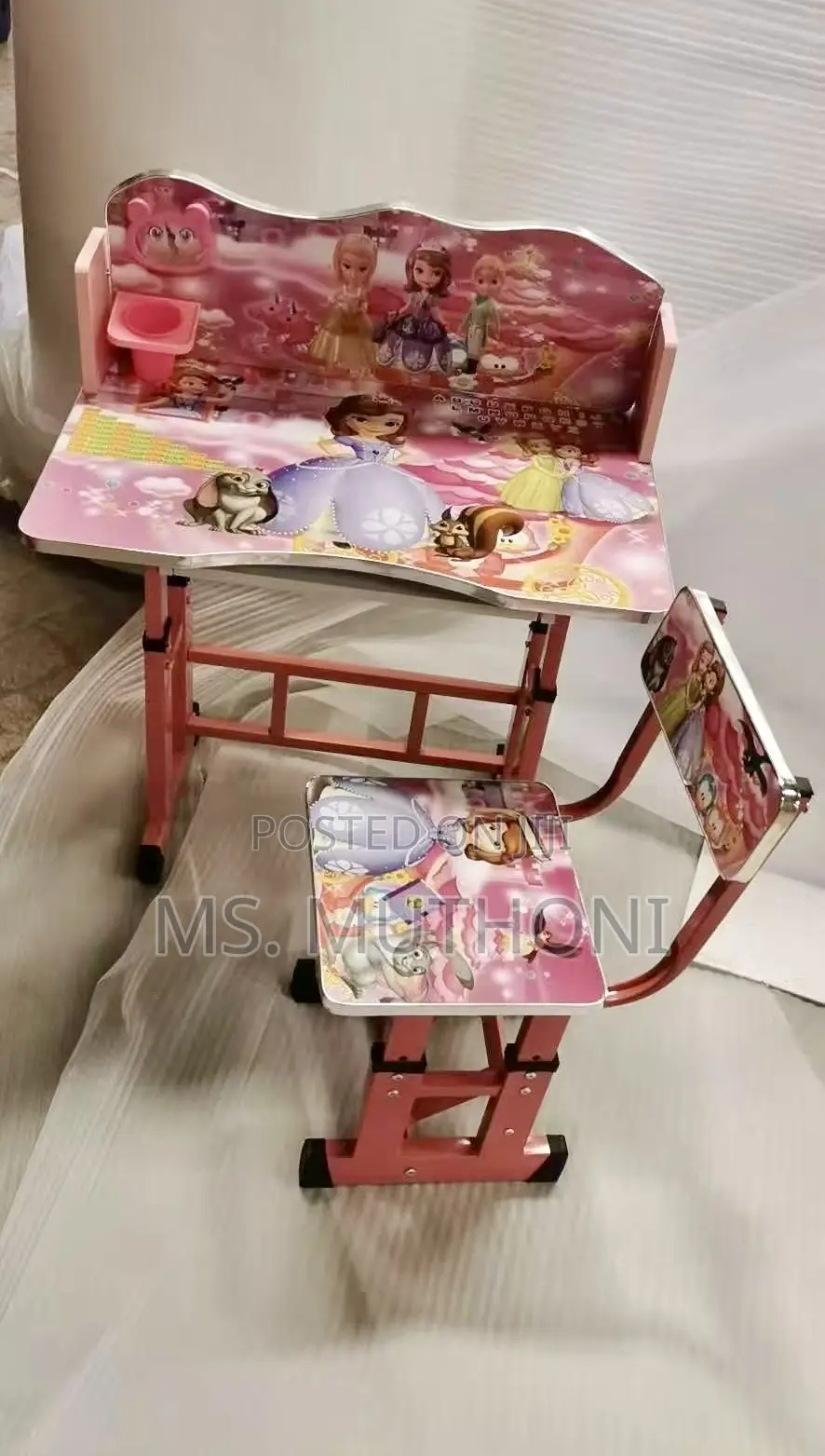 Adjustable Sophia the First Themed Kids' Study Table and Chair Set,