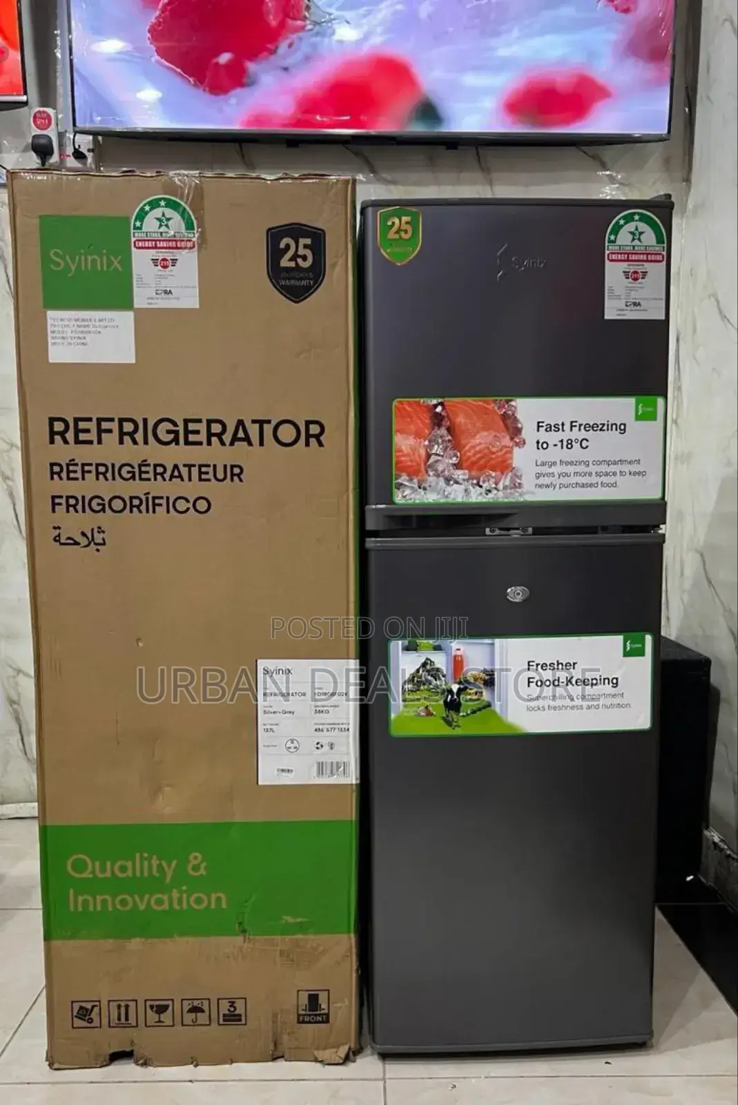 Syinix 137litres Double Door Refrigerator