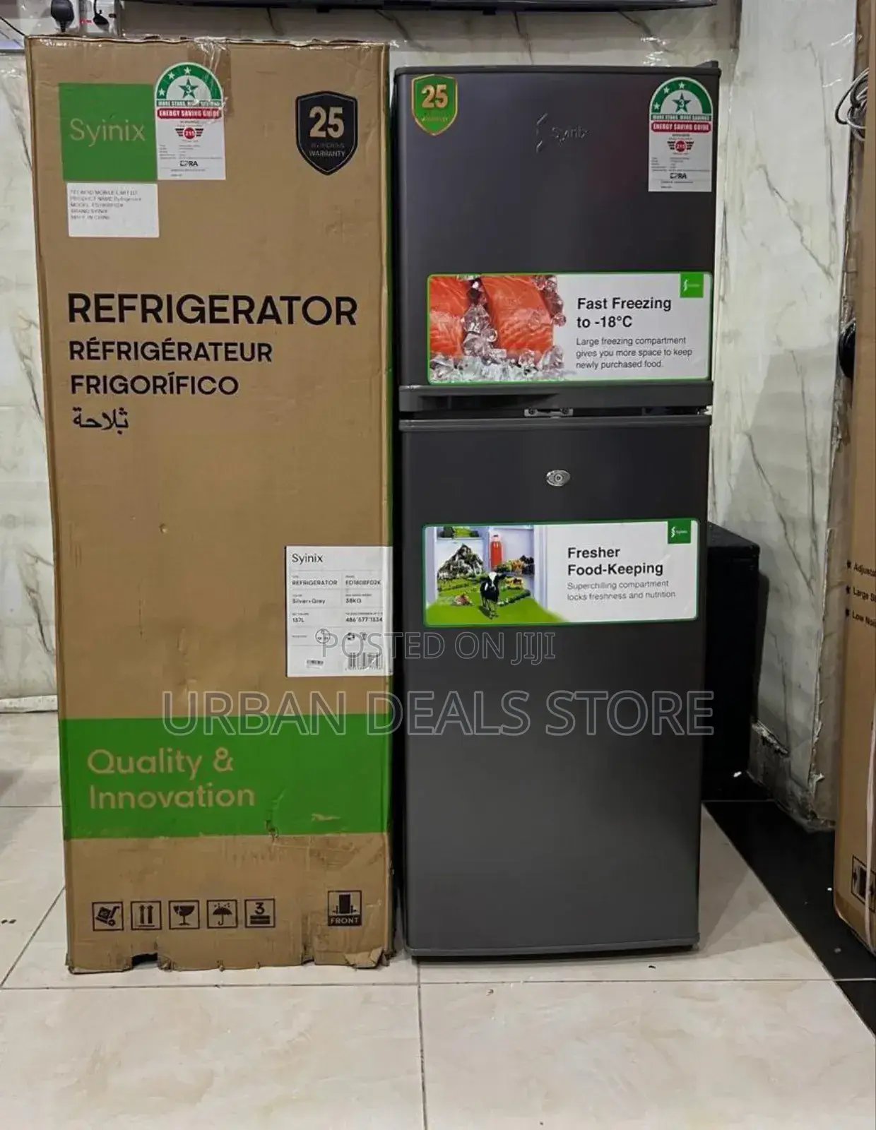 Syinix 137litres Double Door Refrigerator 25 Months Warranty