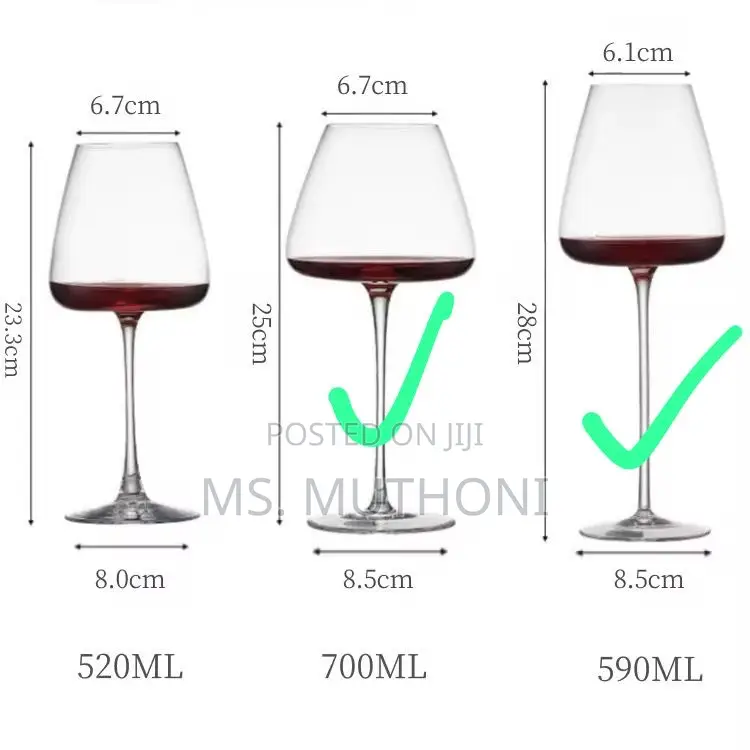 6 PCS Long Stem Wine Glass (590 Ml/ 720 Ml )