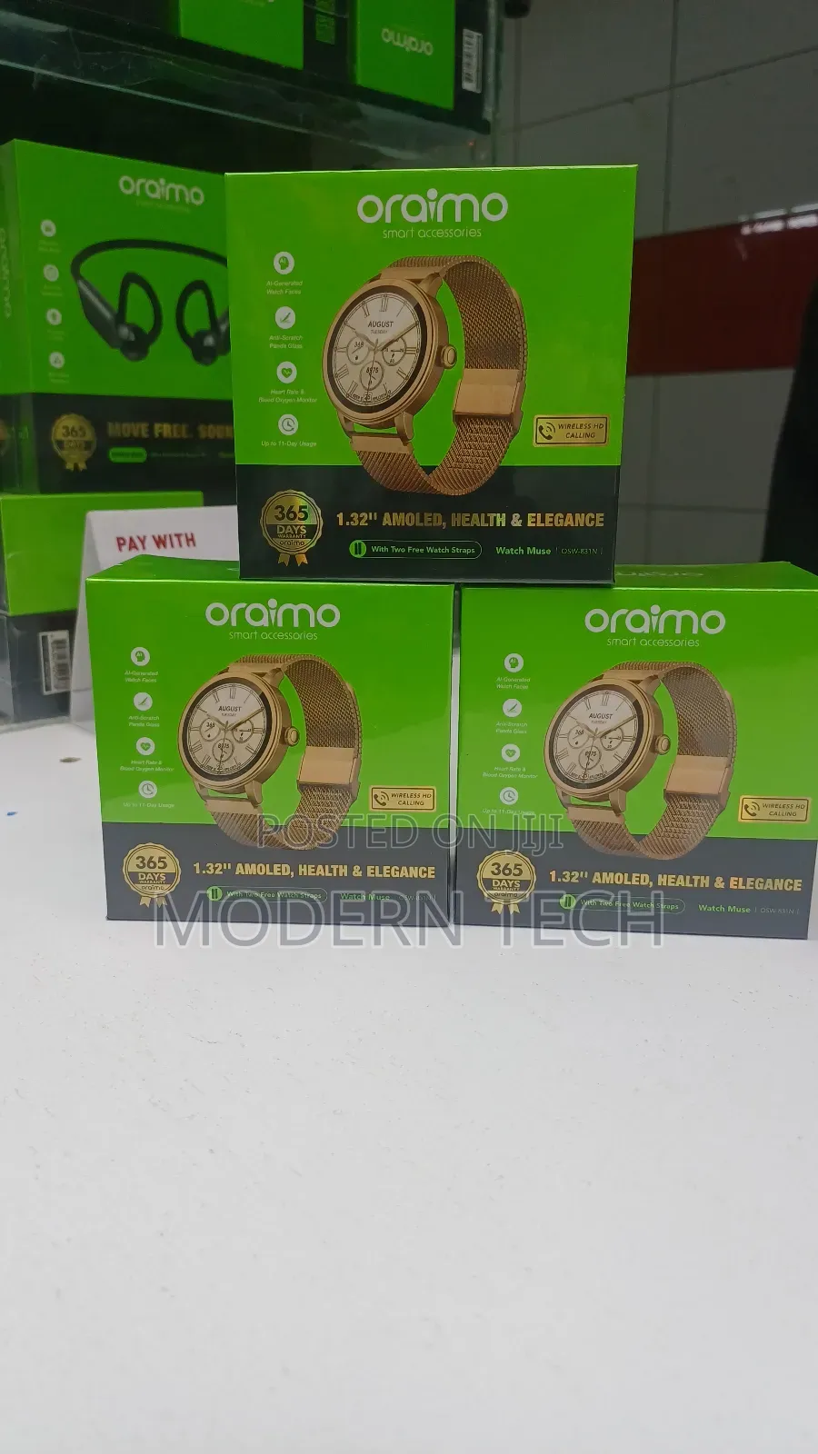Oraimo Watch Muse 1.32” Amoled Ip68 Smart Watch Osw- 831n