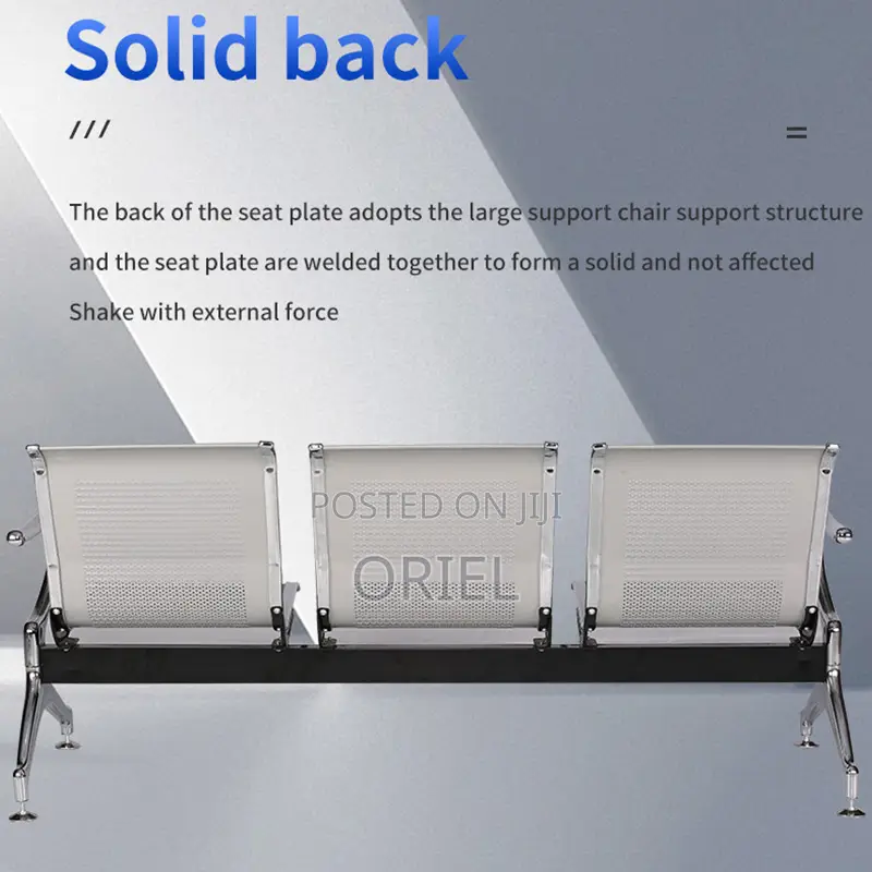 Office Bench : 3-Seater Stainless Steel Office Waiting Bench