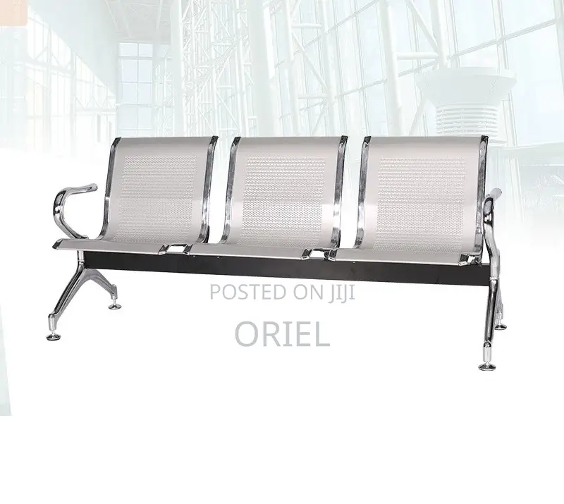 Office Bench : 3-Seater Stainless Steel Office Waiting Bench
