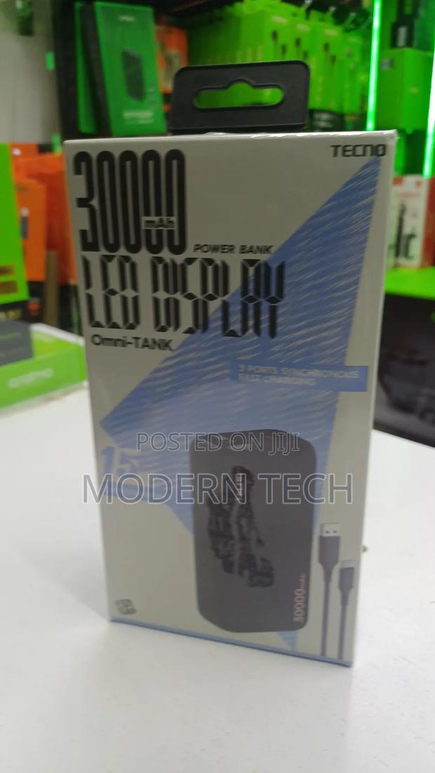 Tecno 3 Way High-Speed Charging 30000 Mah Power Bank_ Black