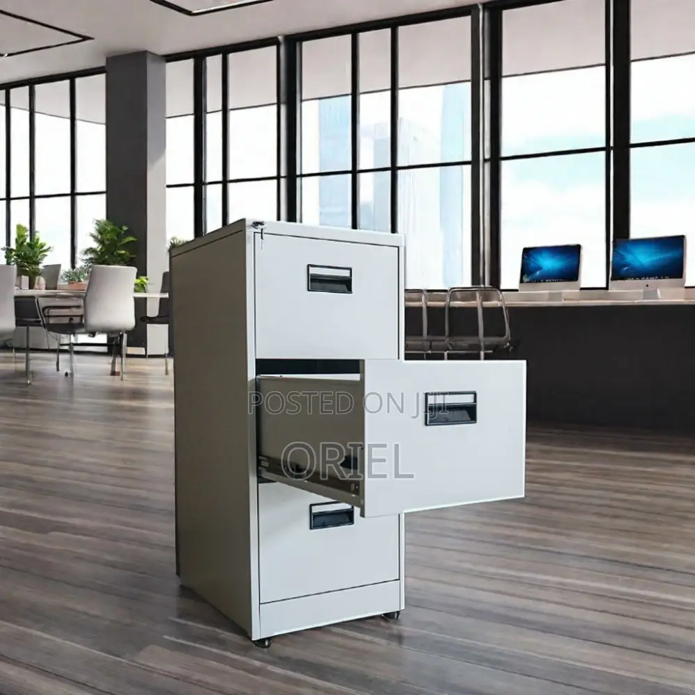 Office Cabinet : 3-Drawer Vertical Office Stainless Steel Cabinet