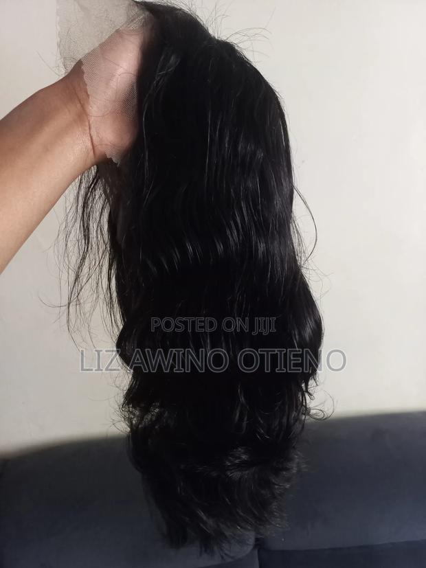 12" Inch Black, Straight With Loose Curls, 100% Human Hair Wig