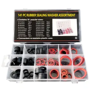 141 Pcs, O-Rings Seal Washers, Flat Round Rubber and Fiber Gaskets