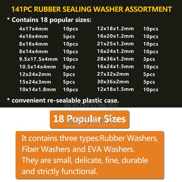 141 Pcs, O-Rings Seal Washers, Flat Round Rubber and Fiber Gaskets - thumbnail 3