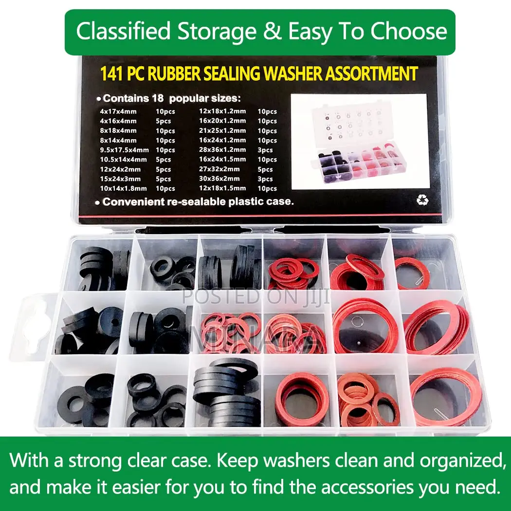 141 Pcs, O-Rings Seal Washers, Flat Round Rubber and Fiber Gaskets