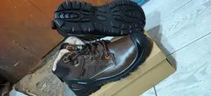 Genuine Leather Brown Heavy Duty Steel Toed Safety Boots,Size 41,43