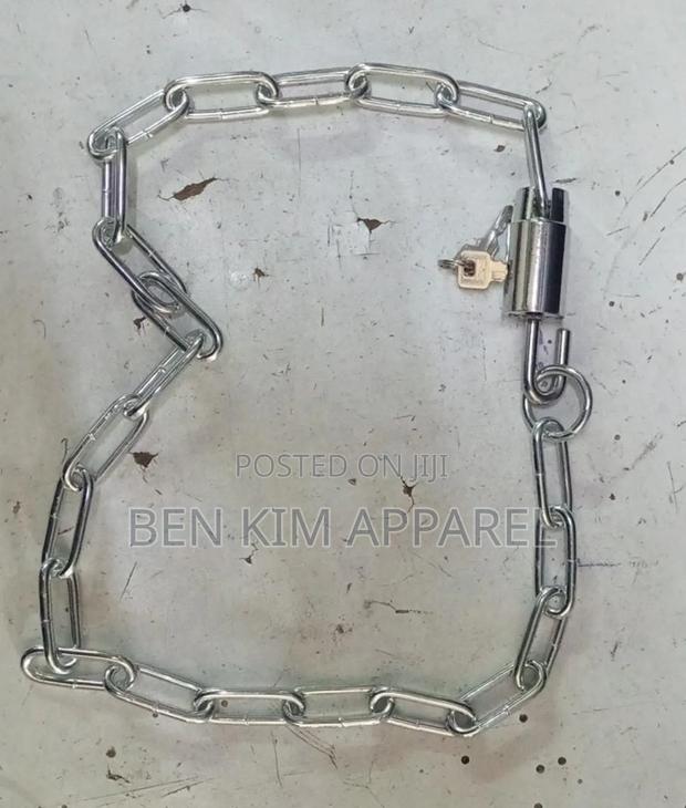 Lockable Padlock Chain 100cms 2 Keys Metallic - thumbnail 2