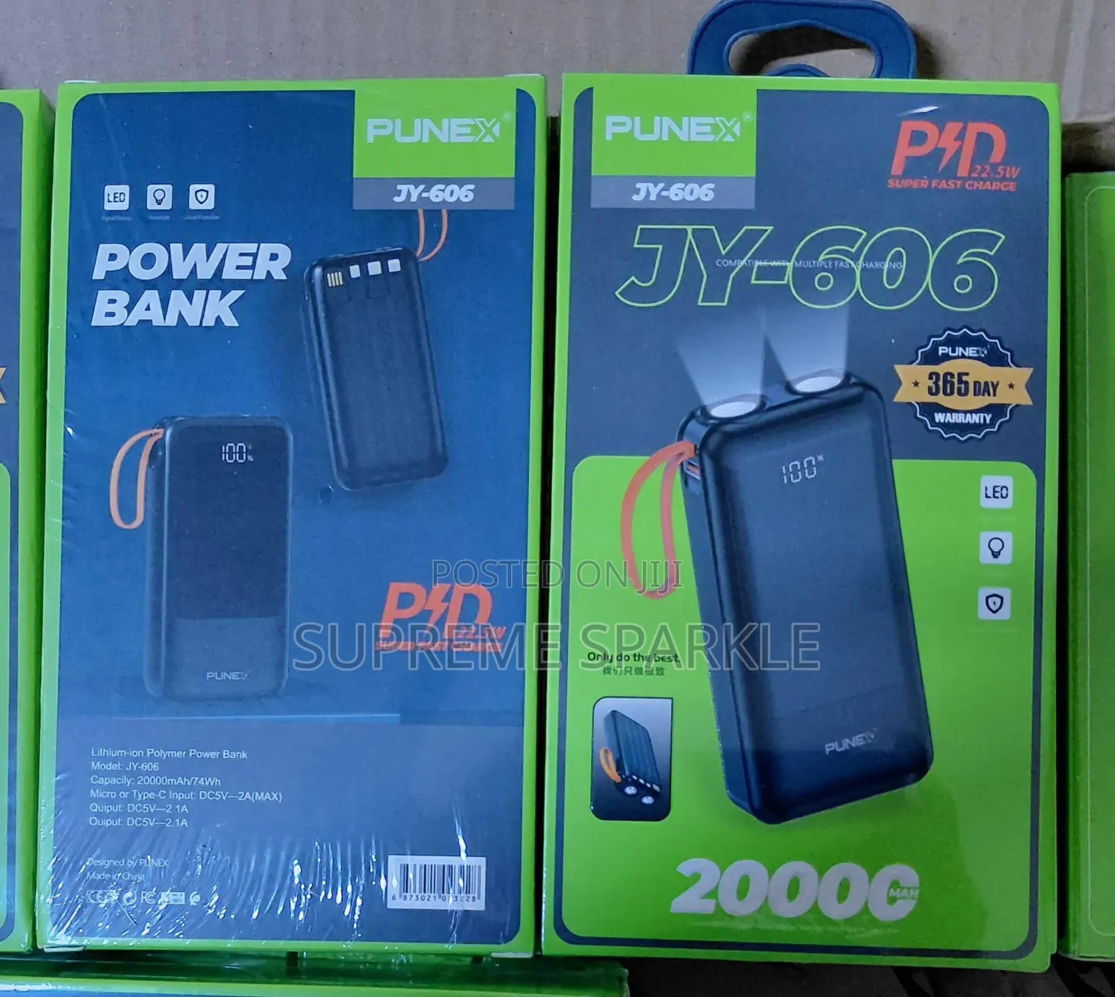 Punex Jy-606 20000mah Powerbank( 3 Cables)