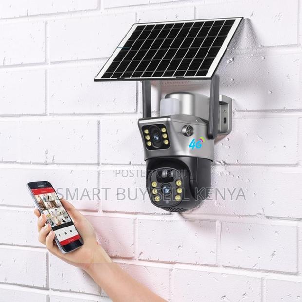 Home Security Monitoring 12mp 4g PTZ Rotating Dual Lens Solar Camera