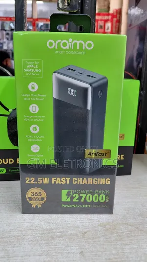 Original Oraimo 27000mah 22.5w Power Bank With Digital Display.
