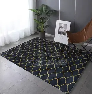 Patched Black Fluffy Carpet