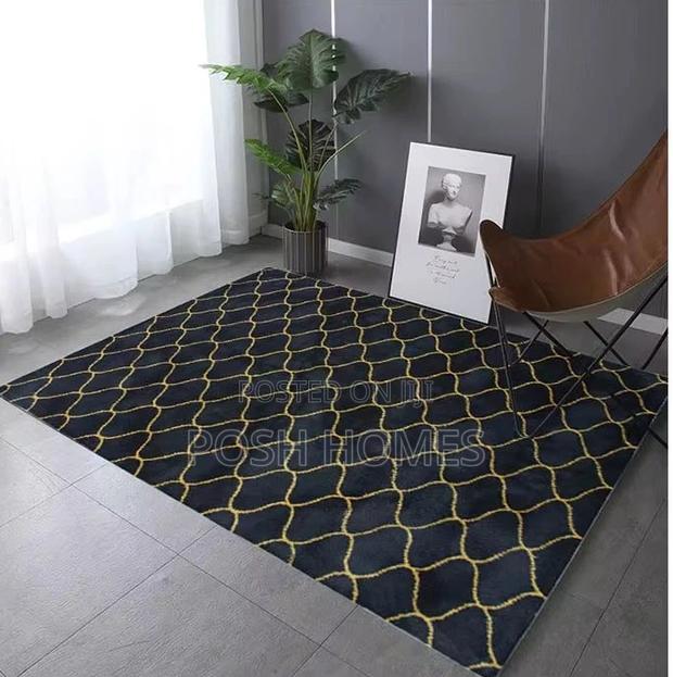 Patched Black Fluffy Carpet - main view