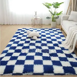 Blue Patched Fluffy Carpet