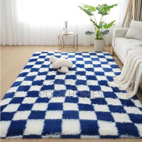 Blue Patched Fluffy Carpet - main view