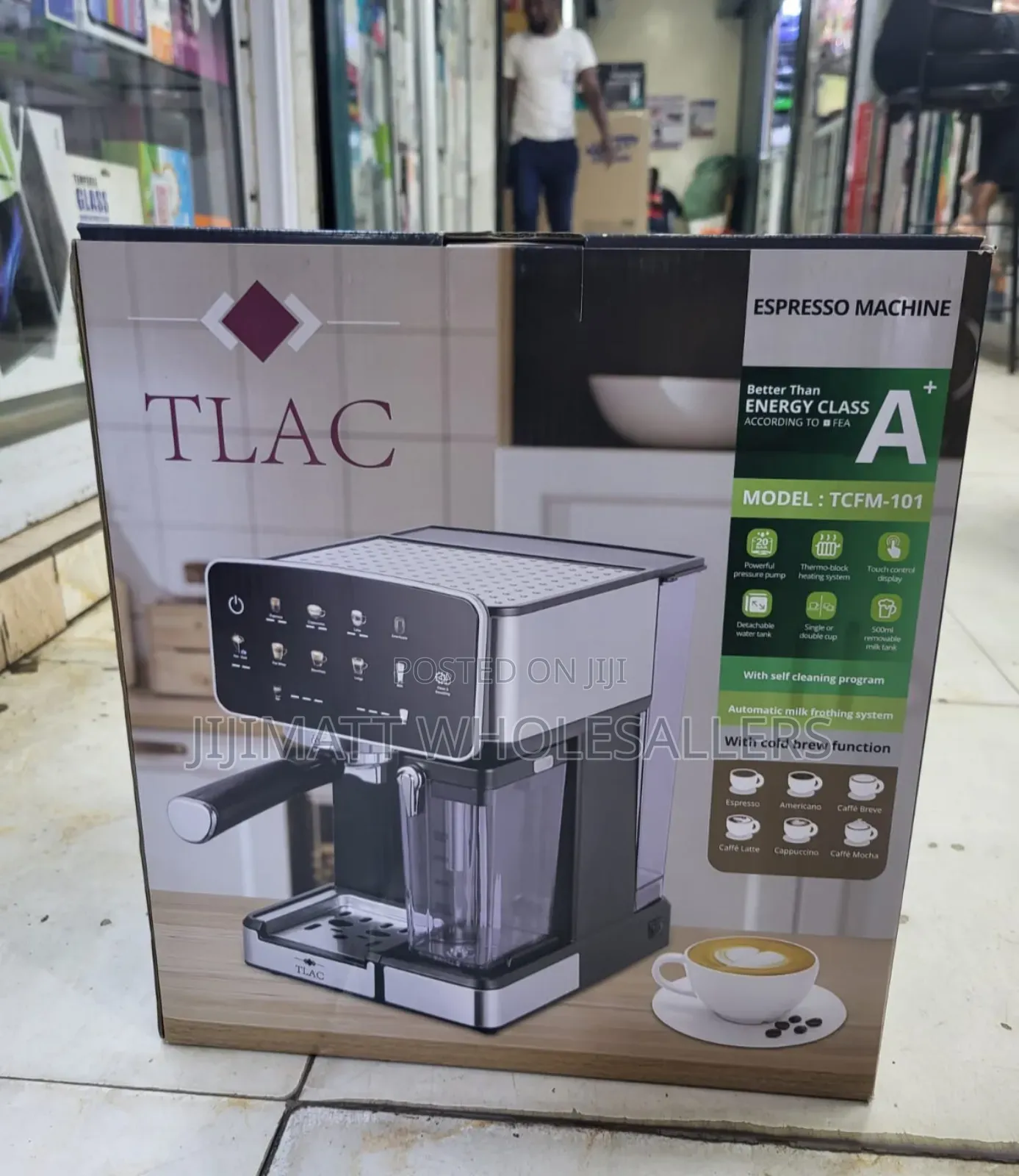 Tlac Espresso Coffee Machine,1.8l,Milk Frother,Touch Control,Cold Brew