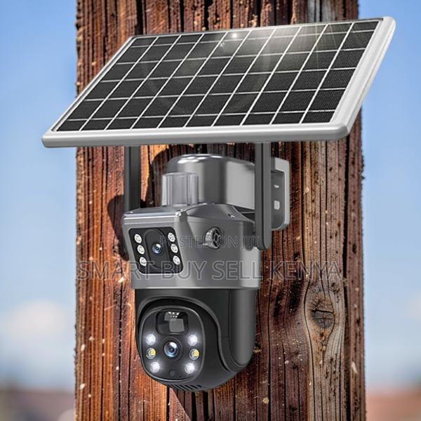 Security Siren Alarm 12mp 4g PTZ Rotating Dual Lens Solar Camera