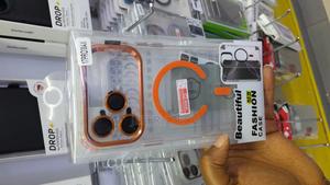 Dine Clear Cover With Camera Ring Lens for iPhone 17 Pro Max -Orange - thumbnail 2