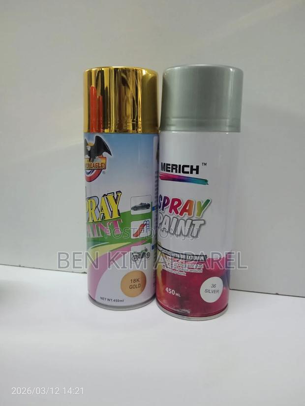 450ml Spray Canister Paints, Gold, Silver, Matte Black, Gloss White - thumbnail 3