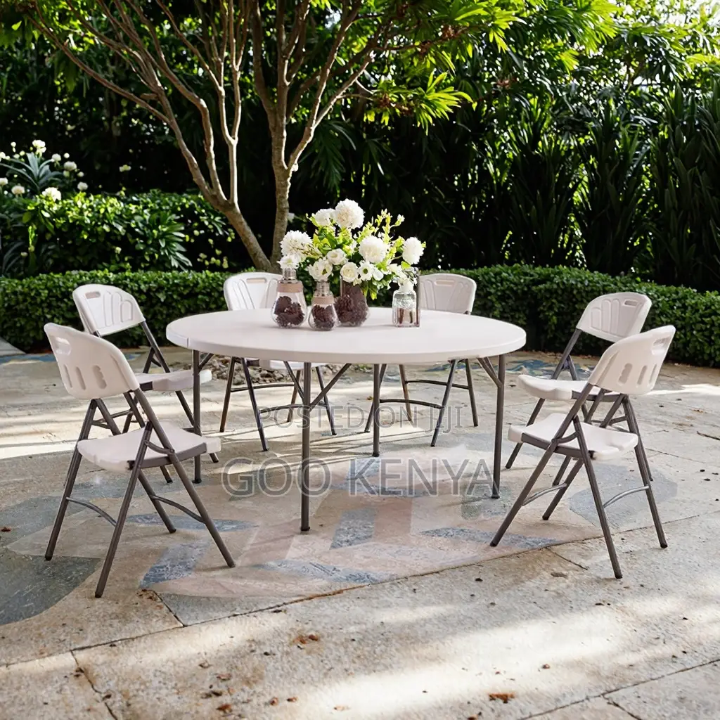Outdoor Table; Modern White Plastic Folding Rectangular Table For Home