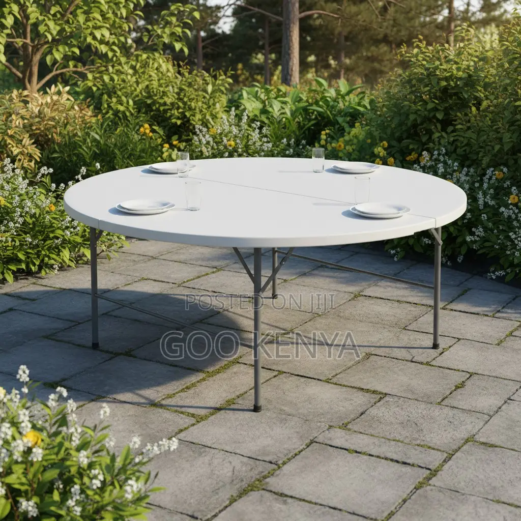 Outdoor Table; Modern White Plastic Folding Rectangular Table For Home