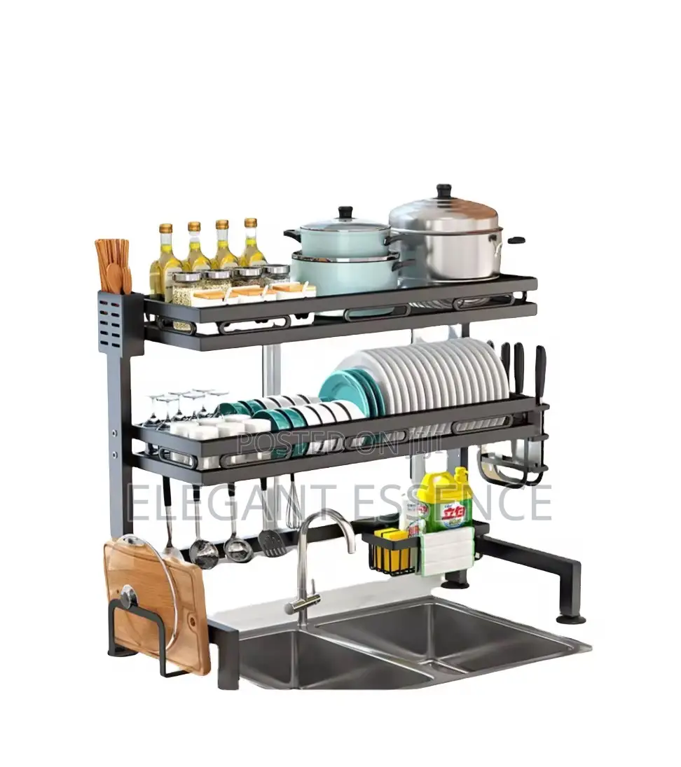 Over The Sink Double Layer Heavy Gauge Dish Drying Rack Space Saving