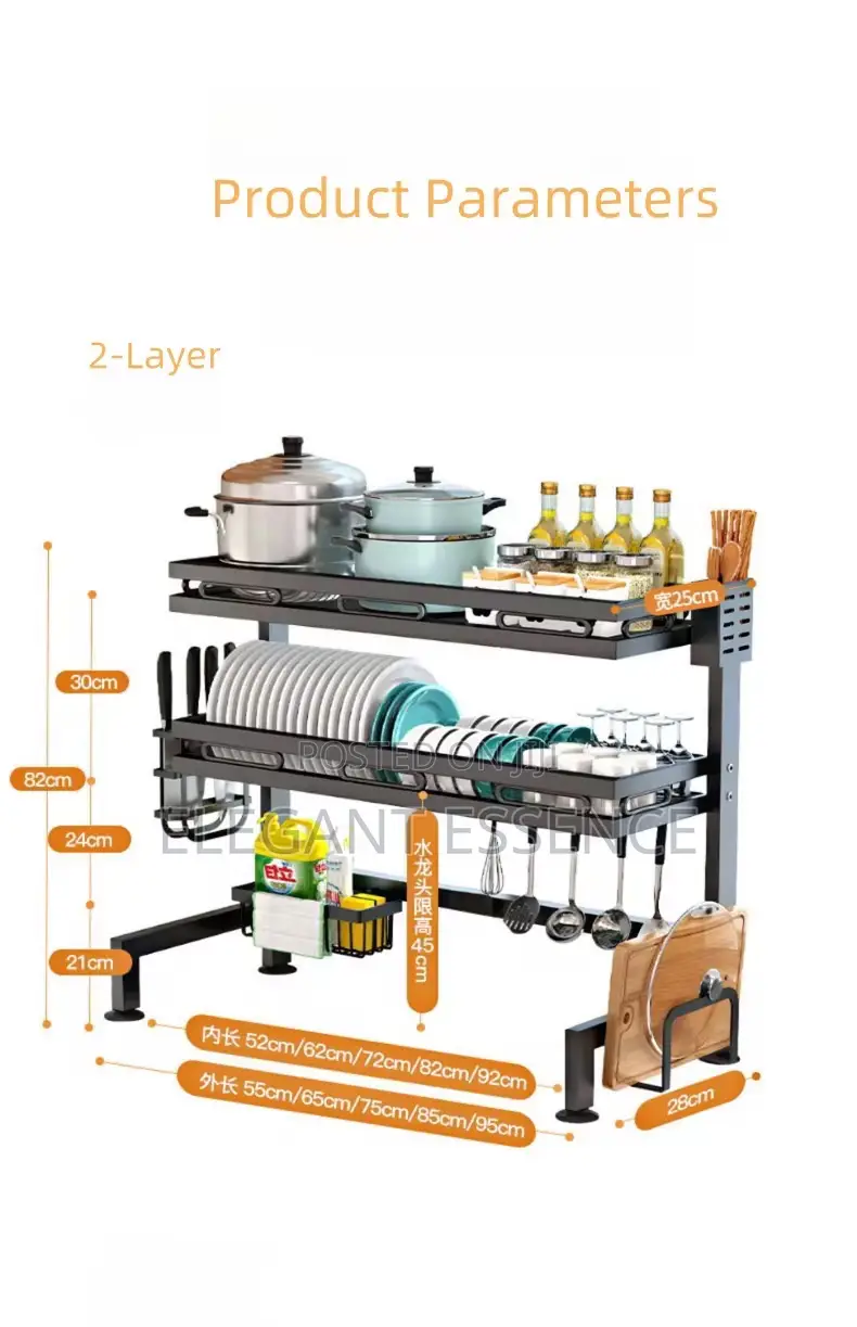 Over The Sink Double Layer Heavy Gauge Dish Drying Rack Space Saving