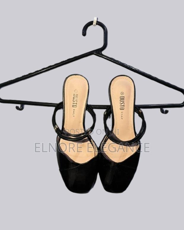 Elegant Black Strap Mule Heels - main view