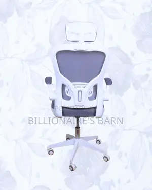White Ergonomic Office Chair Flip Up Arms Adjustable 0