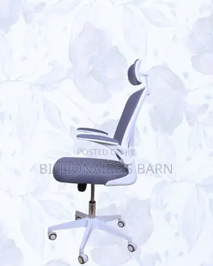 White Ergonomic Office Chair Flip Up Arms Adjustable 0