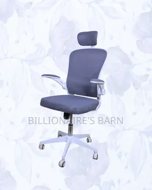White Ergonomic Office Chair Flip Up Arms Adjustable 0
