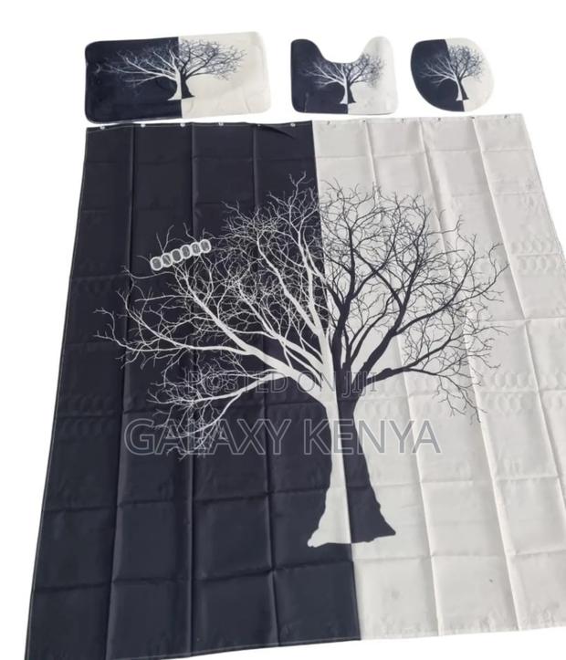Bathroom Woolen Mats With a Waterproof Shower Curtain Set - 4pcs - thumbnail 10