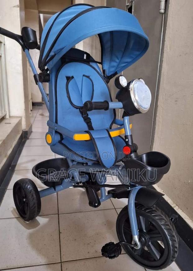 Kids Push Handle Tricycle With Canopy Shed - main view