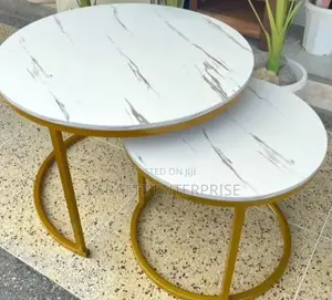 White Nesting Coffee Table Marble Effect (Mdf)